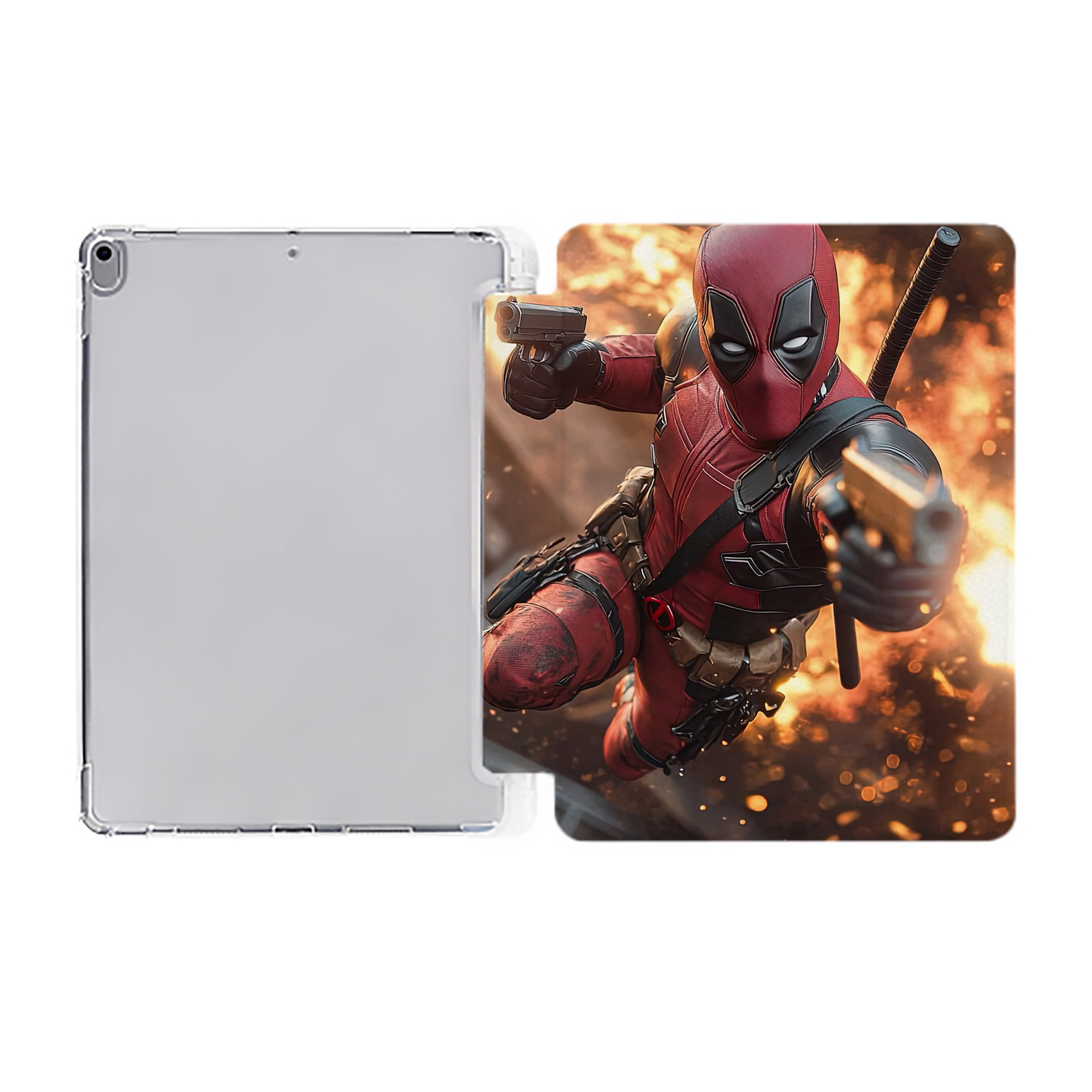 （画像用） Deadpool デッドプール IPad ケース ペン収納付き 三つ折りスタンド PUレザー×シリコン 対応機種9.5/10.5/10.9インチ